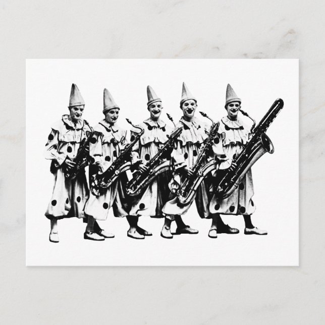 Cartão Postal Palhaços de Jazz 1920, preto (Frente)