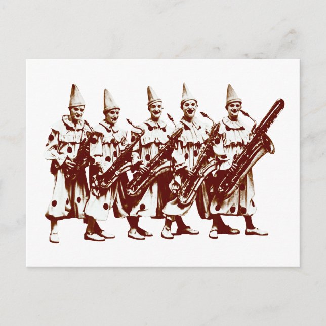 Cartão Postal Palhaços de Jazz de 1920, castanho (Frente)