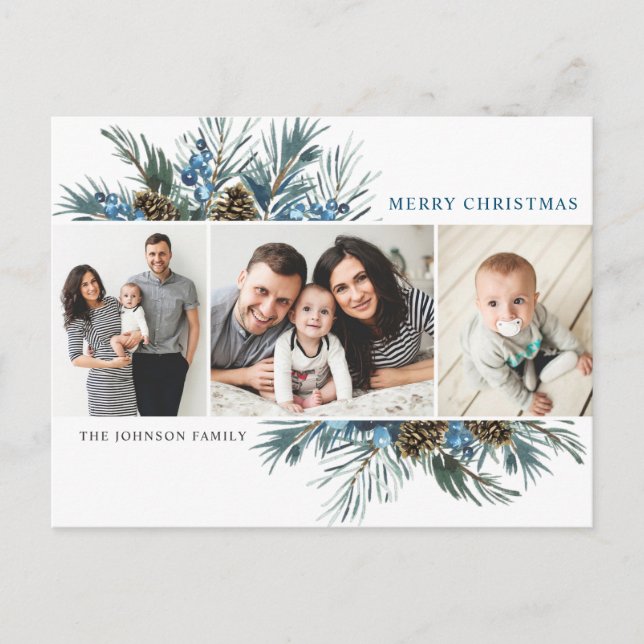 Cartão Postal Palheiro de Natal Elegante Cones 3 Saudação Fotogr (Frente)