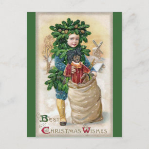 Cartão Postal Palheta: Fir Boy com Doll