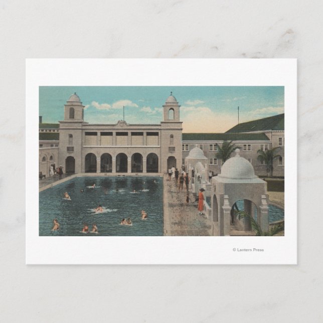 Cartão Postal Palm Beach, FL - Vista externa de Piscinas e casin (Frente)