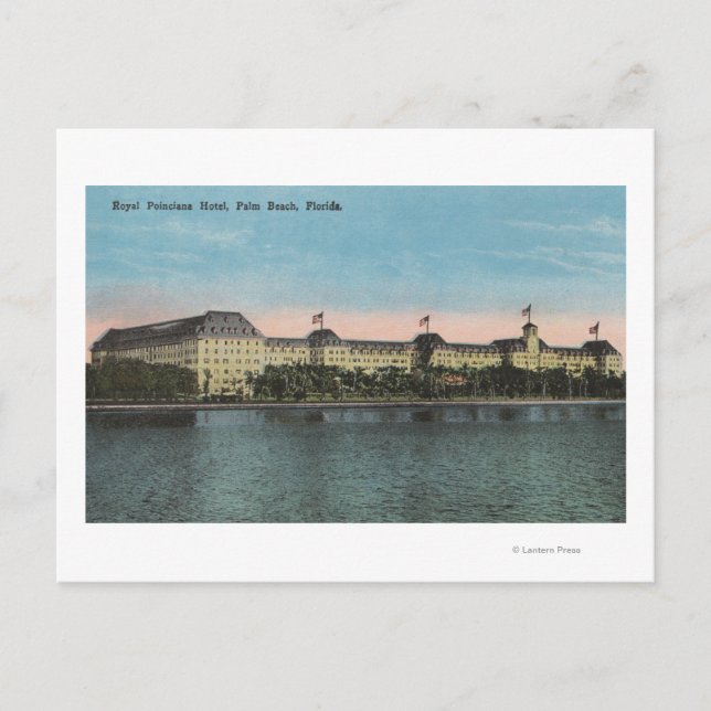 Cartão Postal Palm Beach, FL - Vista externa de Royal Poinciana (Frente)