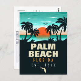Cartão Postal Palm Beach Florida Retro Sunset Souvenirs 60s