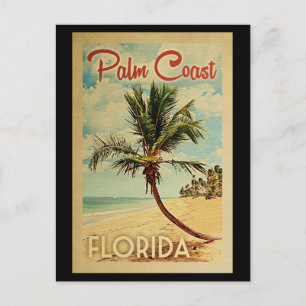 Cartão Postal Palm Coast Palmeira Viagem Vintage