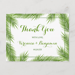 Cartão Postal Palm Deixa O Casamento De Praia Tropical Obrigado