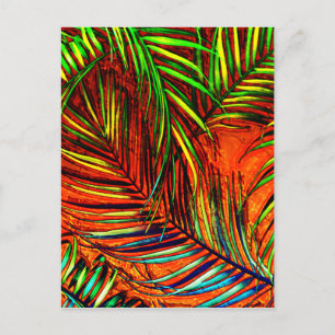 Cartão Postal Palm Leaf Art Jungle Fire Edit
