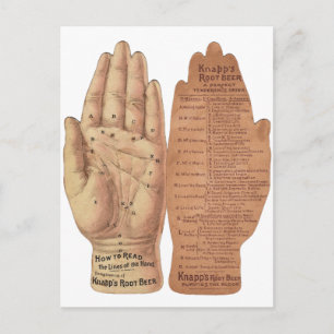 Cartão Postal Palm Linhas de Mão Lendo Palmistry gráfico de vi