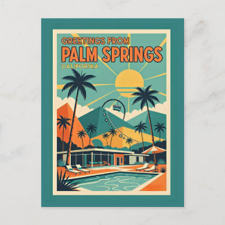 Cartão Postal Palm Springs CA Estilo Moderno de Meados do Século