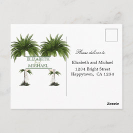 Cartão Postal Palm Tree Elegant Modern Chic Jewish Weding RSVP
