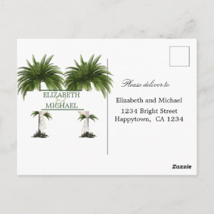 Cartão Postal Palm Tree Elegant Modern Chic Jewish Weding RSVP