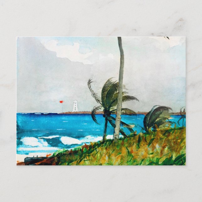Cartão Postal Palm Tree Nassau por Winslow Homer (Frente)