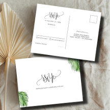 Palma de Aquarela Tropical Deixa RSVP de Casamento