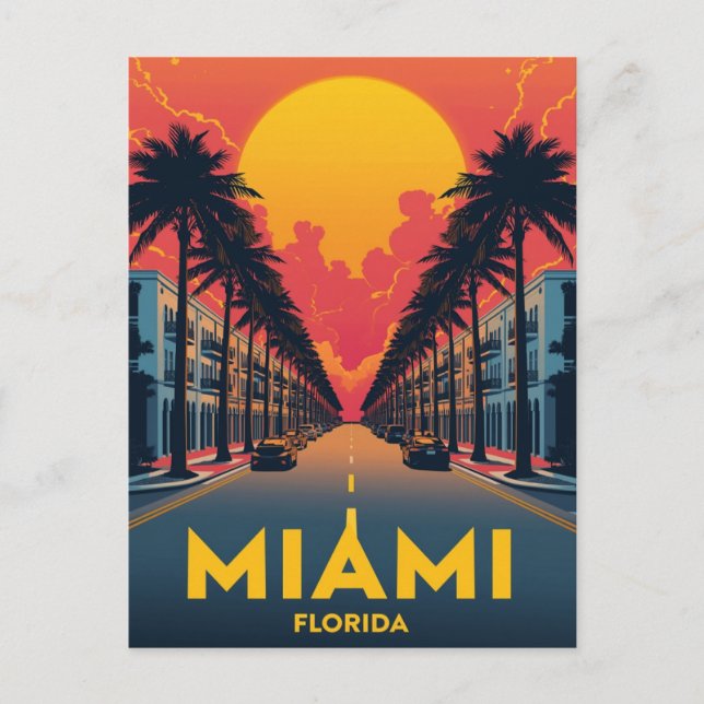 Cartão Postal Palmas Art Deco de Miami Beach (Frente)