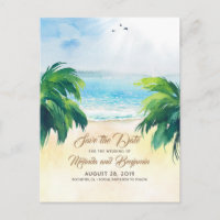 Palmas Tropicais Praia Romântica Salve a Data