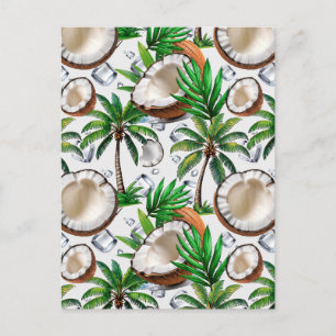 Cartão Postal Palmeira de Coco Design de Padrão Tropical