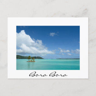 Cartão Postal Palmeira na lagoa Bora Bora — cartão-postal branco