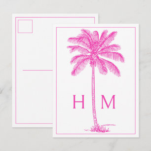 Cartão Postal Palmeira Palmetto Costeira Rosa Monograma