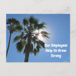 Cartão Postal Palmeira Tropical de Agradecimento aos Funcionário