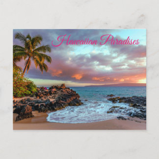 Cartão Postal Palmeira tropical havaiana Tree Sandy Beach Paradi