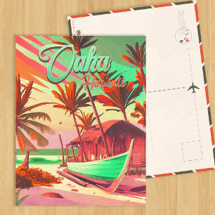 Cartão Postal Palmeira tropical solar de Oahu Hawaii, anos 60