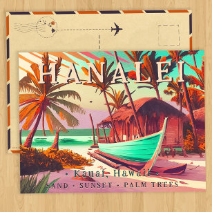 Cartão Postal Palmeira tropical solar Hanalei Kauai Hawaii 60