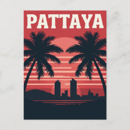 Cartão Postal Palmeiras ao pôr do sol em Pattaya Tailândia