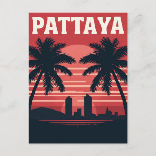 Cartão Postal Palmeiras ao pôr do sol em Pattaya Tailândia