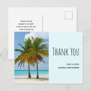 Cartão Postal Palmeiras em uma Praia Tropical Obrigado