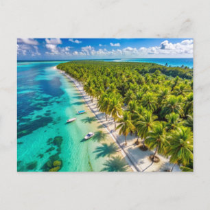 Cartão Postal Palmeiras na Praia da Isla Saona