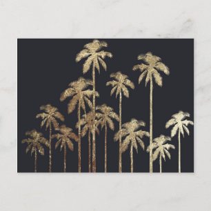 Cartão Postal Palmeiras tropicais Douradas e brilhantes a preto