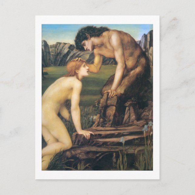 Cartão Postal Pan e Psyche - Edward Burne-Jones (Frente)