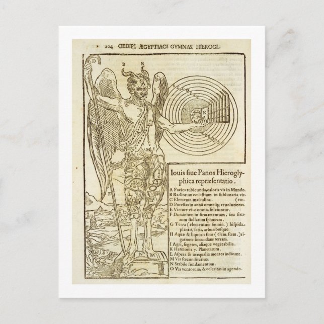 Cartão Postal Pan, o deus universal, e os elementos que ele repr (Frente)