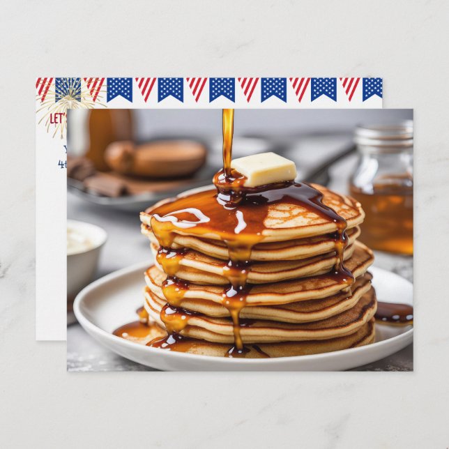 Cartão postal Pancake Breakfast, 4 de julho (Frente/Verso)