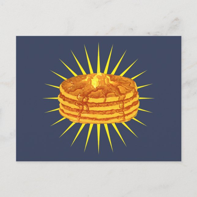Cartão Postal Pancakes Hotcakes Mapeando Xarope e Manteiga (Frente)