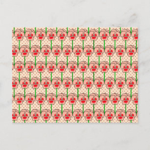 Cartão Postal Pancas de coral - padrão de papel de parede retr