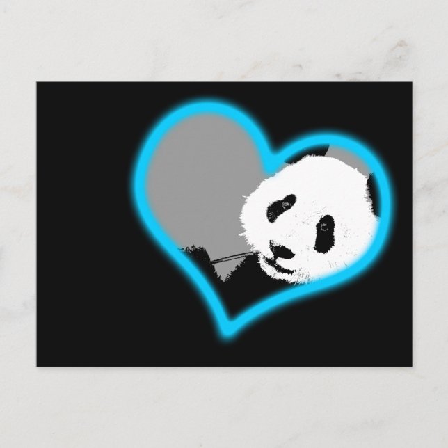 Cartão Postal panda amor, luz neon. (Frente)