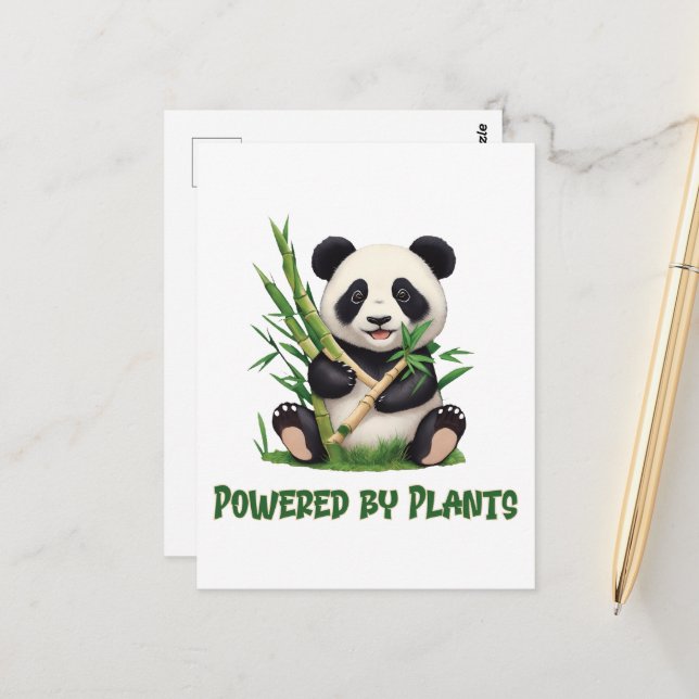 Cartão Postal Panda Bear alimentada por plantas (Frente/Verso In Situ)