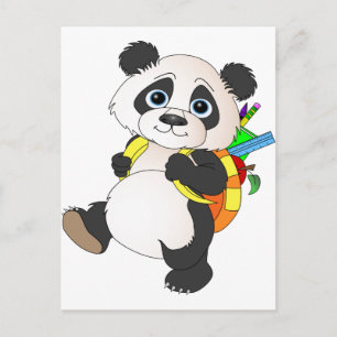 Cartão Postal Panda Bear com mochila