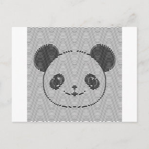 Cartão Postal Panda Bear Face On Wave Patterno