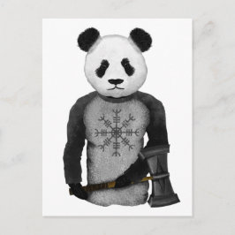 Cartão Postal Panda Bear Segurando Thor's Viking Hammer