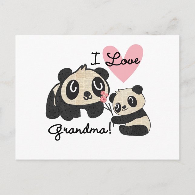 Cartão Postal Panda Bears I Love Grandma (Frente)
