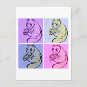 Cartão Postal Panda Bears Pop Art