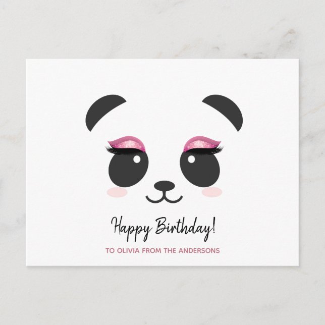 Cartão Postal Panda bonita lasca Feliz Aniversário personalizado (Frente)