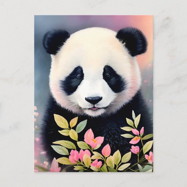 Cartão Postal Panda Botânica Art (Frente)