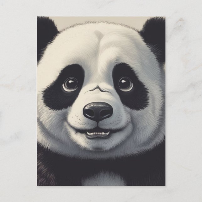 Cartão Postal Panda Cartoon Drawing Art (Frente)