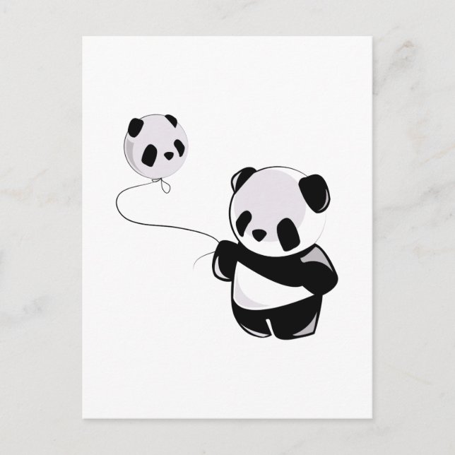 Cartão Postal Panda com balão (Frente)