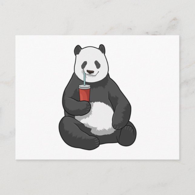 Cartão Postal Panda com Bebida (Frente)