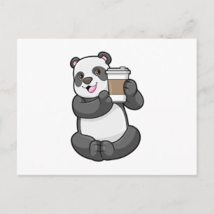 Cartão Postal Panda com café para ir