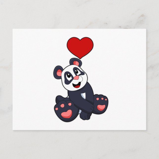 Cartão Postal Panda com Coração (Frente)