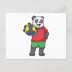 Cartão Postal Panda com Esportes de Handebol